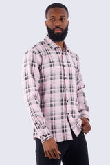 Barabas Wholesale Men's Plaid Checkered Button Down Long Sleeve Shirts 4B49 Pink Black