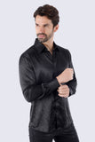 Barabas Wholesale Men's Symmetrical Circular Pattern Long Sleeve Shirts 4B56 Black