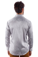 Barabas Wholesale Men's Symmetrical Circular Pattern Long Sleeve Shirts 4B56 Silver