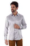 Barabas Wholesale Men's Symmetrical Circular Pattern Long Sleeve Shirts 4B56 Silver