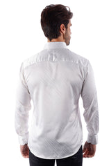 Barabas Wholesale Men's Symmetrical Circular Pattern Long Sleeve Shirts 4B56 WhiteBarabas Wholesale Men's Symmetrical Circular Pattern Long Sleeve Shirts 4B56 White