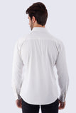 Barabas Wholesale Men's Geometric Stretch See-through Long Sleeve Shirts 4B60 White