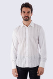 Barabas Wholesale Men's Geometric Stretch See-through Long Sleeve Shirts 4B60 WhiteBarabas Wholesale Men's Geometric Stretch See-through Long Sleeve Shirts 4B60 White