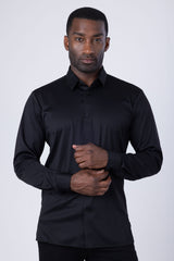 Barabas Wholesale Men's Slim-fit Stretch Button Down Long Sleeve Shirts 4B61 Black