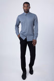 Barabas Wholesale Men's Slim-fit Stretch Button Down Long Sleeve Shirts 4B61 Dark Grey