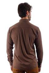 Barabas Wholesale Men's Slim-fit Stretch Button Down Long Sleeve Shirts 4B61 Latte