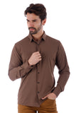 Barabas Wholesale Men's Slim-fit Stretch Button Down Long Sleeve Shirts 4B61 Latte