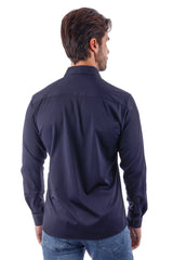 Barabas Wholesale Men's Slim-fit Stretch Button Down Long Sleeve Shirts 4B61 Navy