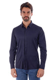 Barabas Wholesale Men's Slim-fit Stretch Button Down Long Sleeve Shirts 4B61 Navy