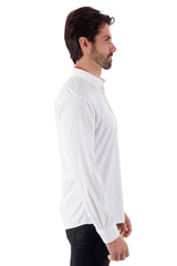 Barabas Wholesale Men's Slim-fit Stretch Button Down Long Sleeve Shirts 4B61 White