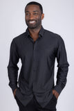 Barabas Wholesale Men's Striped Stretchable Button Down Long Sleeve Shirts 4B62 Black White
