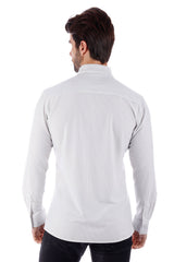 Barabas Wholesale Men's Striped Stretchable Button Down Long Sleeve Shirts 4B62 White