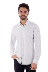 Barabas Wholesale Men's Striped Stretchable Button Down Long Sleeve Shirts 4B62 White