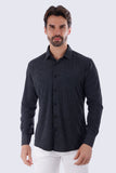 Barabas Wholesale Men's Floral Button Down Long Sleeve Shirts 4B65 Black