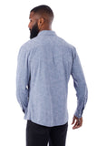 Barabas Wholesale Men's Floral Button Down Long Sleeve Shirts 4B65 Blue