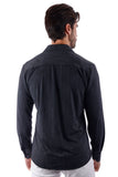 Barabas Wholesale Men's Geometric Linear Button Down Long Sleeve Shirts 4B66 Black