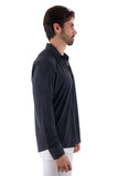 Barabas Wholesale Men's Geometric Linear Button Down Long Sleeve Shirts 4B66 Black