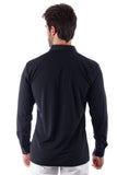 Barabas Wholesale Men's See-Through Breathable Long Sleeve Shirts 4B68 Black