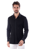 Barabas Wholesale Men's See-Through Breathable Long Sleeve Shirts 4B68 Black