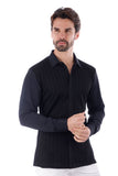 Barabas Wholesale Men's See-Through Breathable Long Sleeve Shirts 4B68 Black