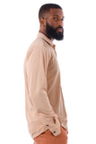 Barabas Wholesale Men's See-Through Breathable Long Sleeve Shirts 4B68 Tan