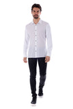 Barabas Wholesale Men's See-Through Breathable Long Sleeve Shirts 4B68 White