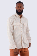 Barabas Wholesale Men's Stretchy See-through Wool Long Sleeve Shirts 4B72 Cream