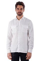 Barabas Wholesale Men's Stretchy See-through Wool Long Sleeve Shirts 4B72 White