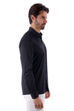 Barabas Wholesale Men's Strechy Solid Color Button Down Long Sleeve Shirts 4B76 Black