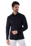 Barabas Wholesale Men's Strechy Solid Color Button Down Long Sleeve Shirts 4B76 Black