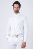 Barabas Wholesale Men's Strechy Solid Color Button Down Long Sleeve Shirts 4B76 White