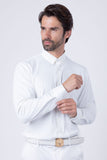 Barabas Wholesale Men's Strechy Solid Color Button Down Long Sleeve Shirts 4B76 White