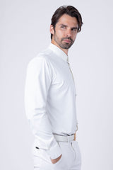 Barabas Wholesale Men's Strechy Solid Color Button Down Long Sleeve Shirts 4B76 White