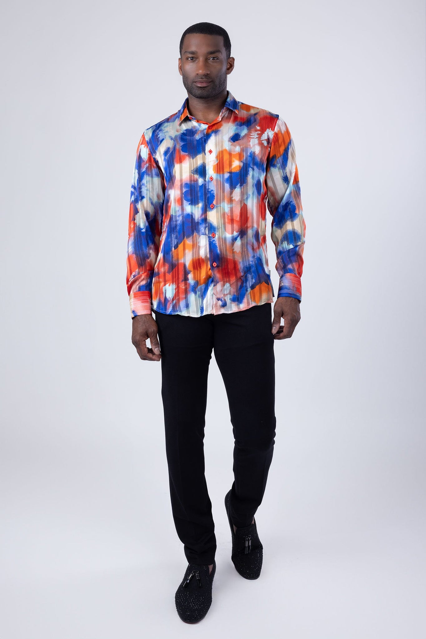 Barabas Wholesale Men's Multi-Colored Floral Long Sleeve Shirts 4B79 Fuchsia