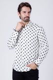 Barabas Wholesale Men's Polka Dots Silk Feel Shiny Long Sleeve Shirt 4B86 White