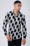 Barabas Wholesale Men's Geometric Stretch See Through Long Sleeve Shirt 4B87 White