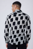 Barabas Wholesale Men's Geometric Stretch See Through Long Sleeve Shirt 4B87 Grey