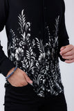Barabas Wholesale Men's Floral Stretch See Through Long Sleeve Shirt 4B90 Black