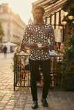 Barabas Wholesale Men's Polka Dots See Through Stretch Long Sleeve Shirt 4B92 Black