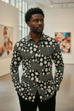 Barabas Wholesale Men's Polka Dots See Through Stretch Long Sleeve Shirt 4B92 Black