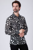 Barabas Wholesale Men's Polka Dots See Through Stretch Long Sleeve Shirt 4B92 White