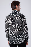 Barabas Wholesale Men's Polka Dots See Through Stretch Long Sleeve Shirt 4B92 White