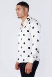 Barabas Wholesale Men's Polka Dots Silk Feel Shiny Long Sleeve Shirt 4B98 White