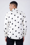 Barabas Wholesale Men's Polka Dots Silk Feel Shiny Long Sleeve Shirt 4B98 White