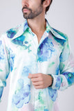 Barabas Wholesale Men's Floral Stretch Spear Point Collar Long Sleeve Shirt 4B99 Green