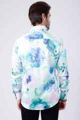 Barabas Wholesale Men's Floral Stretch Spear Point Collar Long Sleeve Shirt 4B99 Green