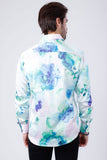 Barabas Wholesale Men's Floral Stretch Spear Point Collar Long Sleeve Shirt 4B99 Green