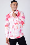 Barabas Wholesale Men's Floral Stretch Spear Point Collar Long Sleeve Shirt 4B99 White