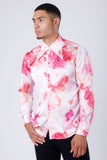 Barabas Wholesale Men's Floral Stretch Spear Point Collar Long Sleeve Shirt 4B99 Peach