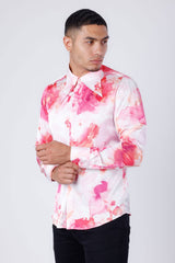 Barabas Wholesale Men's Floral Stretch Spear Point Collar Long Sleeve Shirt 4B99 Cream